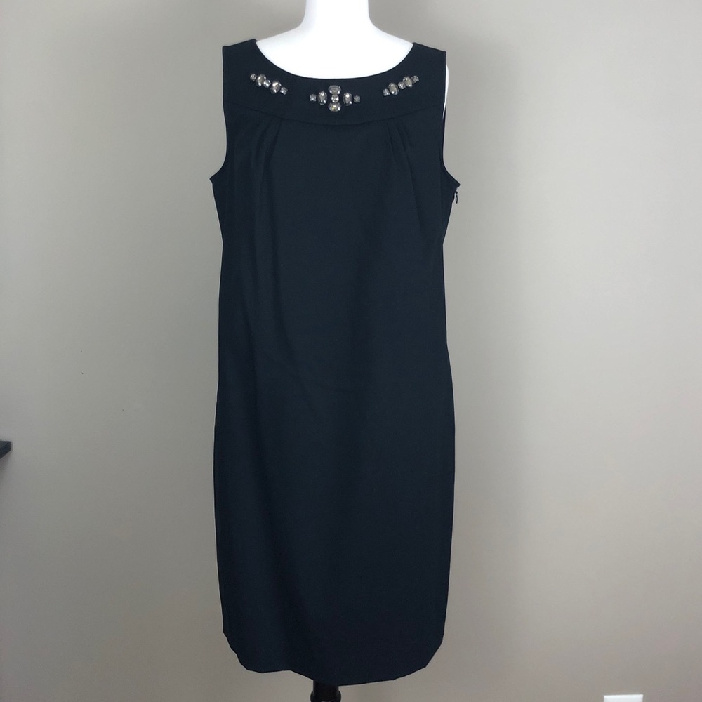 🆕NWT Ann Taylor Black Cotton Dress with Faux Jewels Size 10